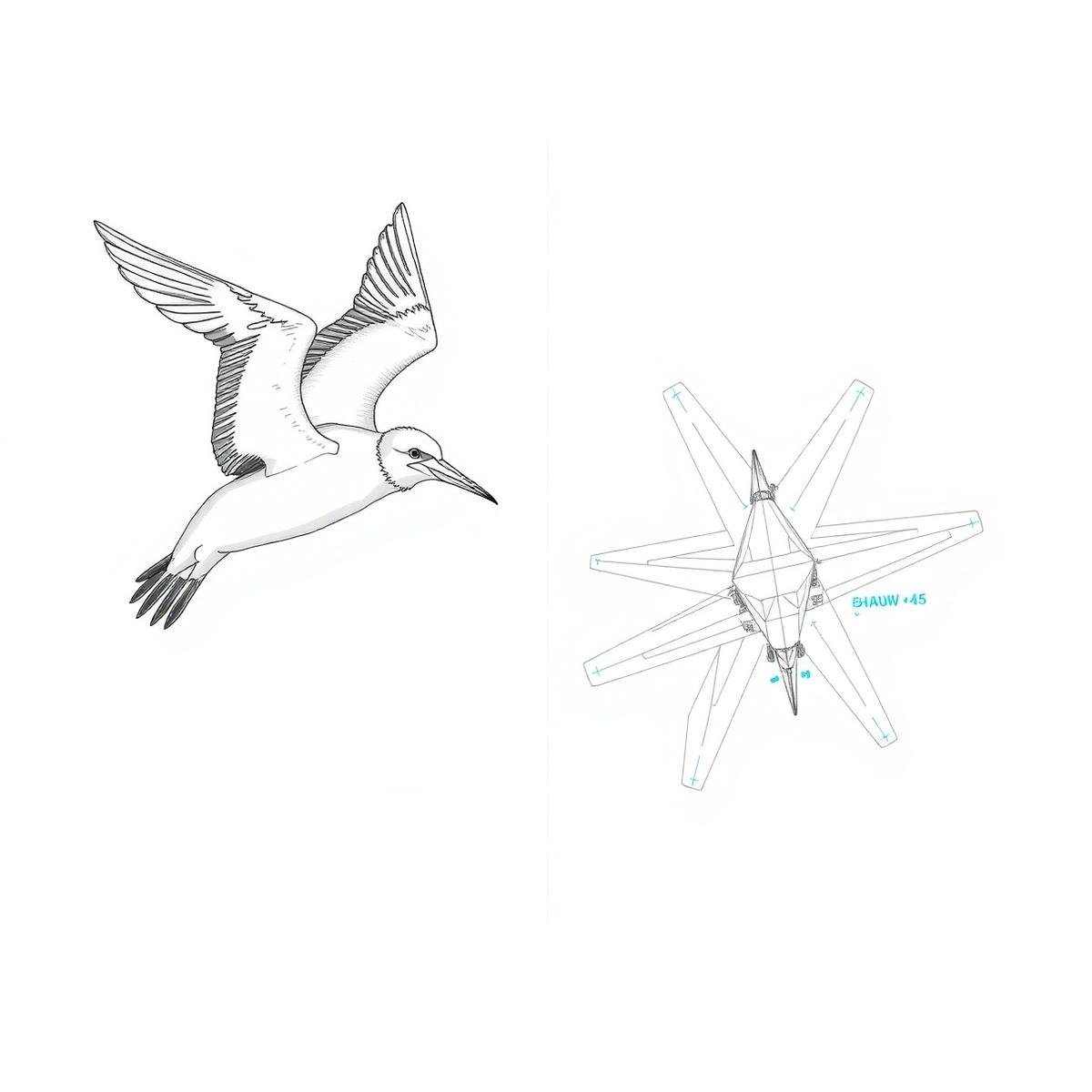Comparative geometry of the Northern Gannet and the SkimWing airframe