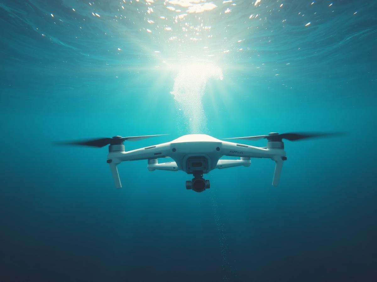 SkimWing diving underwater to collect plastic debris